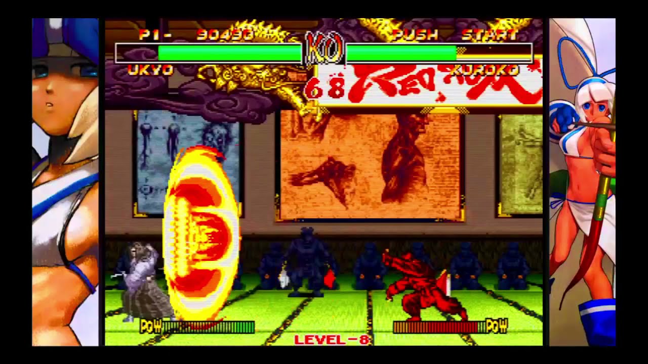 Samurai Shodown II Ukyo vs Kuroko Gameplay Level 8 Difficulty