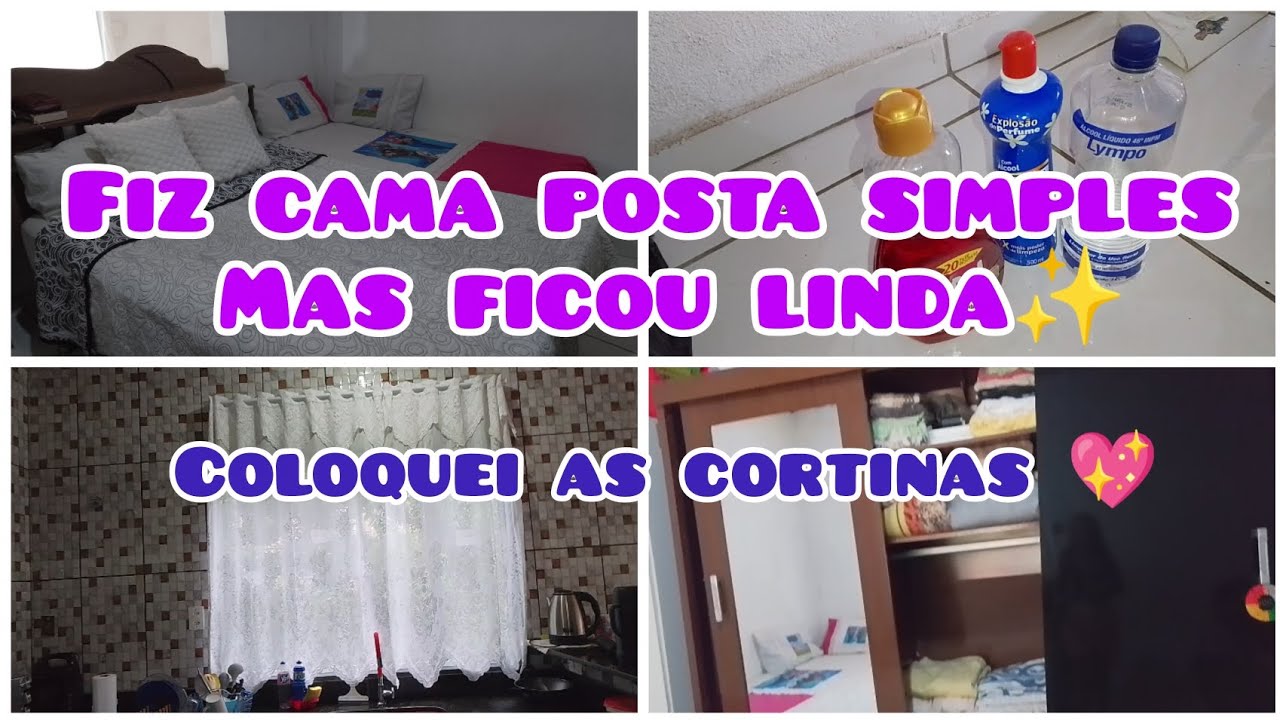 Fiz cama posta bem simples é linda ✨💖| primeira limpeza do ano no quarto| coloquei as cortinas 💖✨