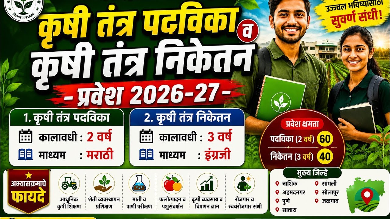 Agriculture Diploma Admission Started(कृषी पदविका प्रवेश सुरू)...
