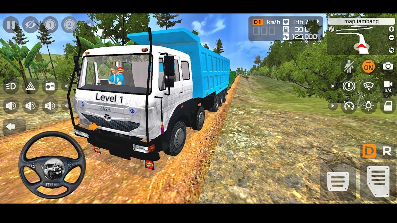 INDIAN TRUCK DRIVING BUS SIMULATOR | INDONESIA MOUNTAIN ROAD | BHARATBENZ 12X12TRUCK DRIVING Level 1