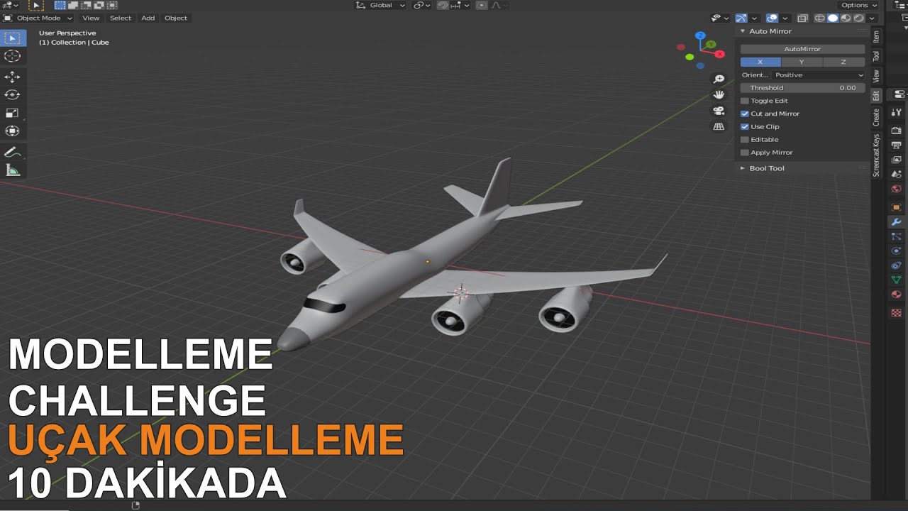 10 DAKİKADA UÇAK MODELLEDİM! ( CHALLENGE #2 ) Blender Dersleri / BLENDER EĞİTİM