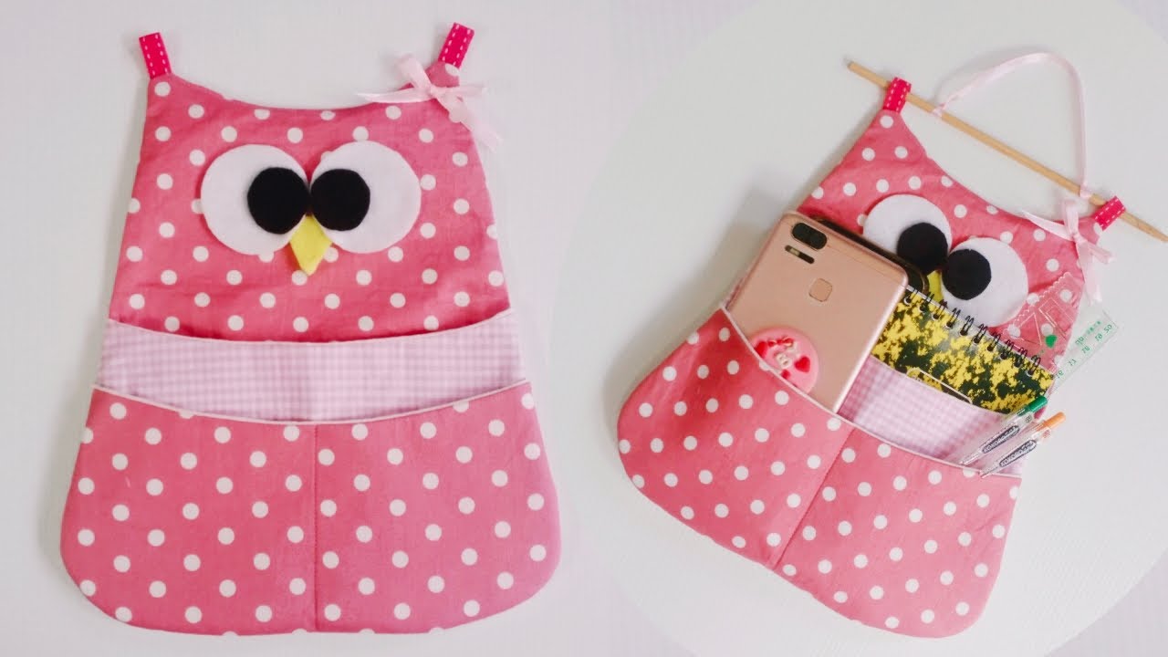 Cute Hanging Pocket Organizer DIY | How to Sew Wall Hanging Storage Ideas