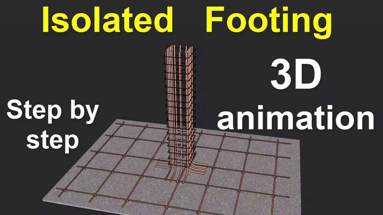 Isolated Footing in 3D Animation || Step by step construction