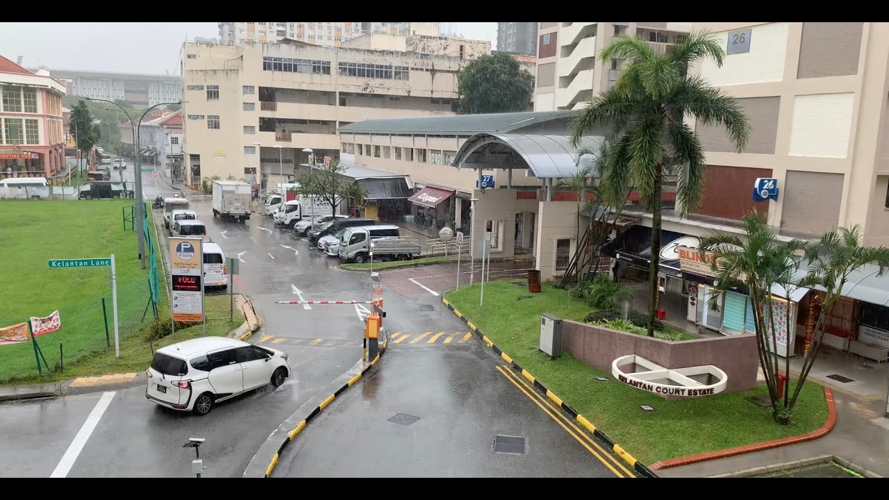 Kelantan Lane carpark exit, rain (HD 1080p)