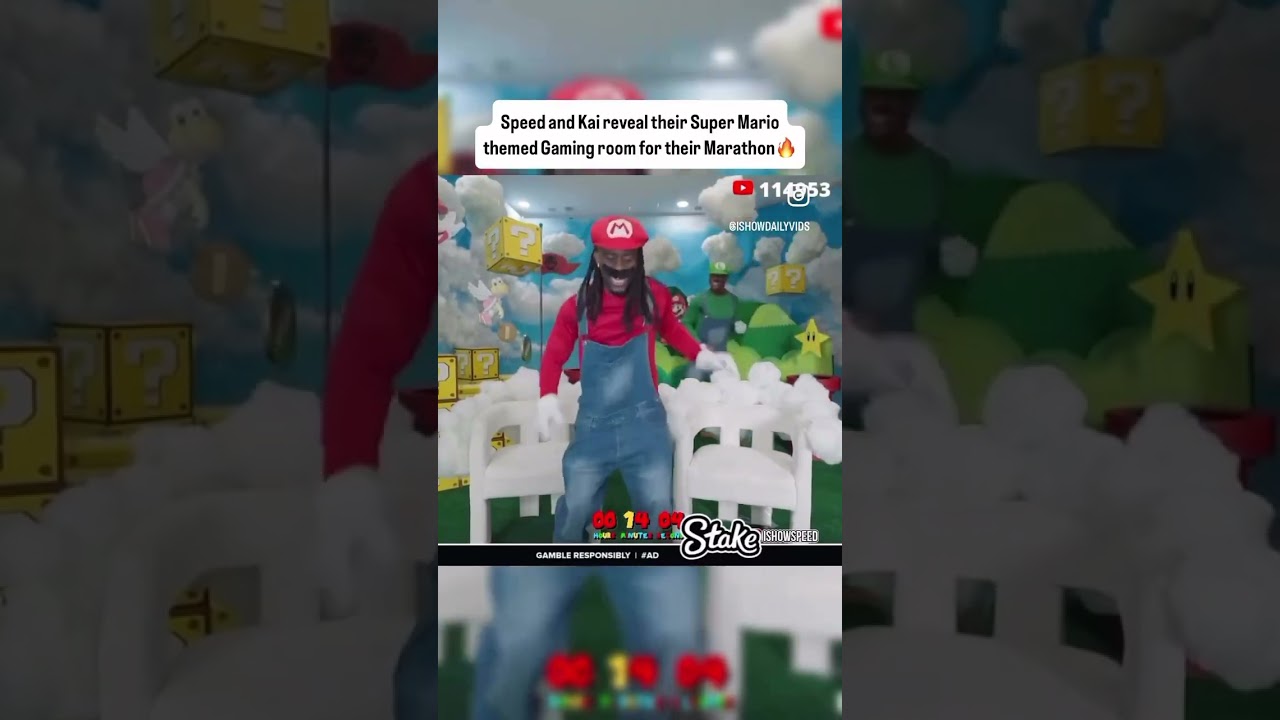 Kai and speed reveal their new super Mario themed room #supermariokart #ishowspeed #kaicenat