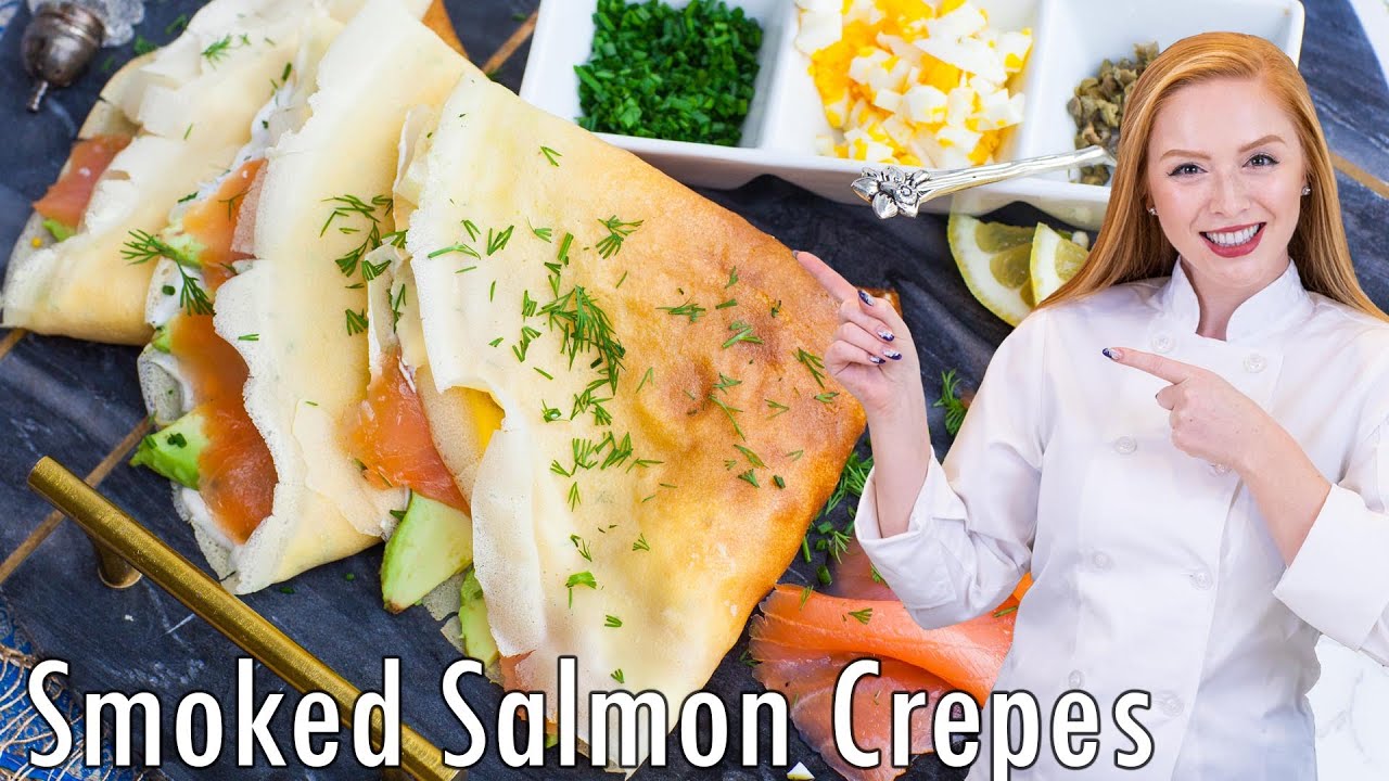 Smoked Salmon Savory Crepes - with Avocado, Dill, Capers & More! Great BRUNCH Idea!