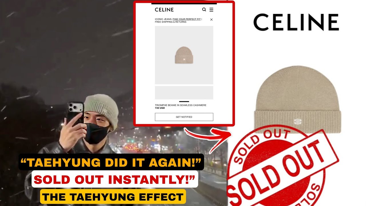 🔴 TAEHYUNG’S $720 CELINE BEANIE JUST SOLD OUT IN THE U.S. — The “Taehyung Effect” Strikes Again