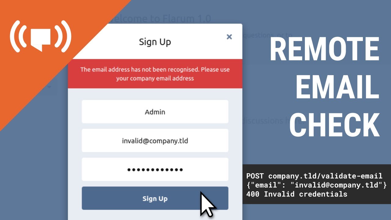 Flarum live coding - Remote email validation