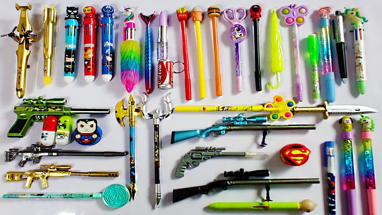 New Pens Collection🤑Unicorn pen, Batman pen, Gun pens, Avengers pen, Doraemon pen, Popit pen, Slime