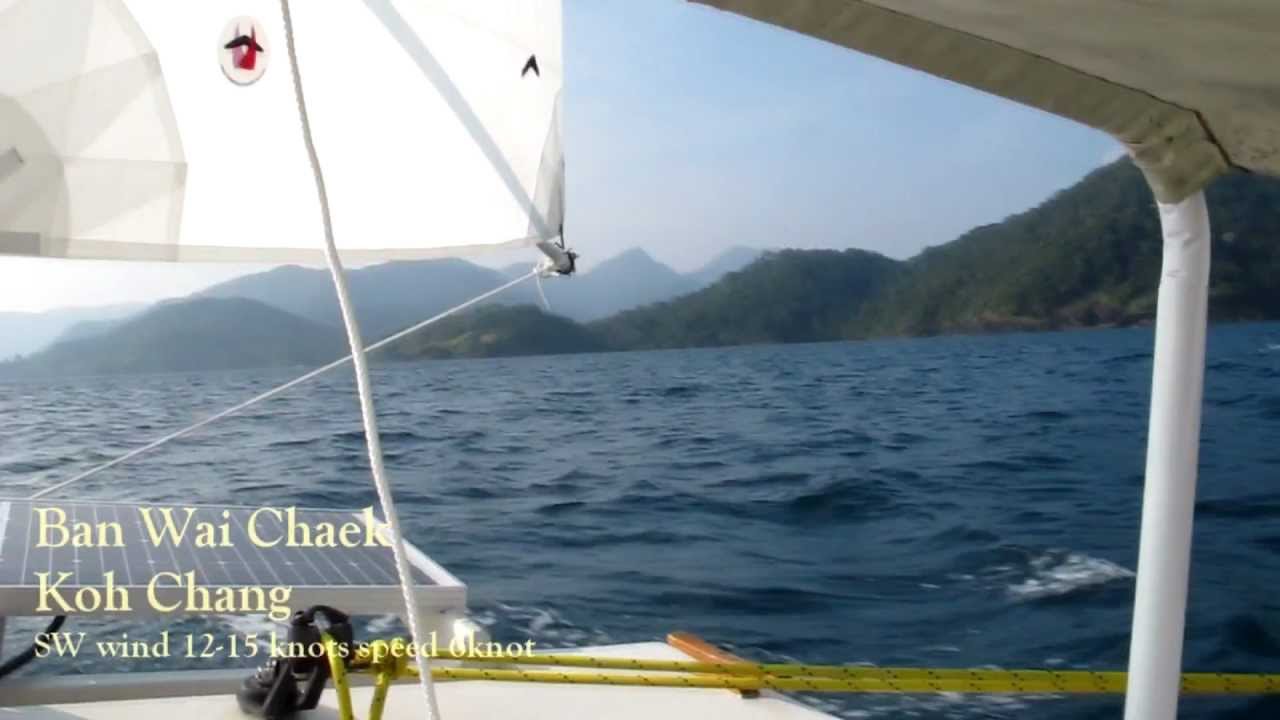 Thailand Sailing Koh Chang, Koh Mak and Koh Kood. Sail boat Bolger designed Long Micro.
