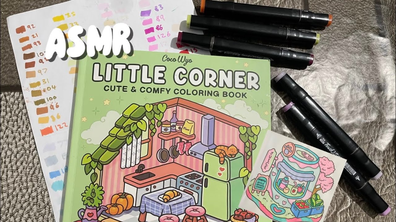 ASMR Color with me | Little corner book , Shein Markers