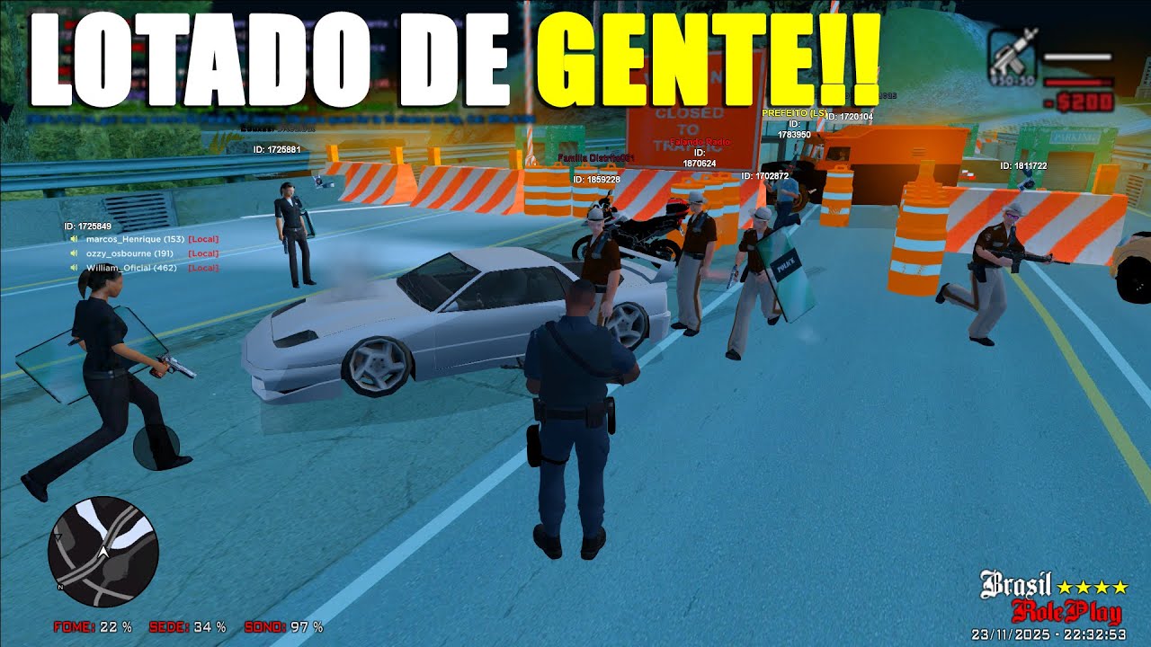 BRASIL ROLEPLAY CHEIO ÁS 10 HORAS DA NOITE É SURREAL - GTA SAMP RP
