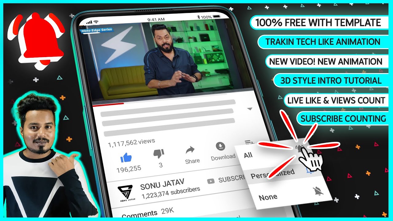 How to make Subscribe Intro like Trakin Tech || 3D Sub and bell Tutorial