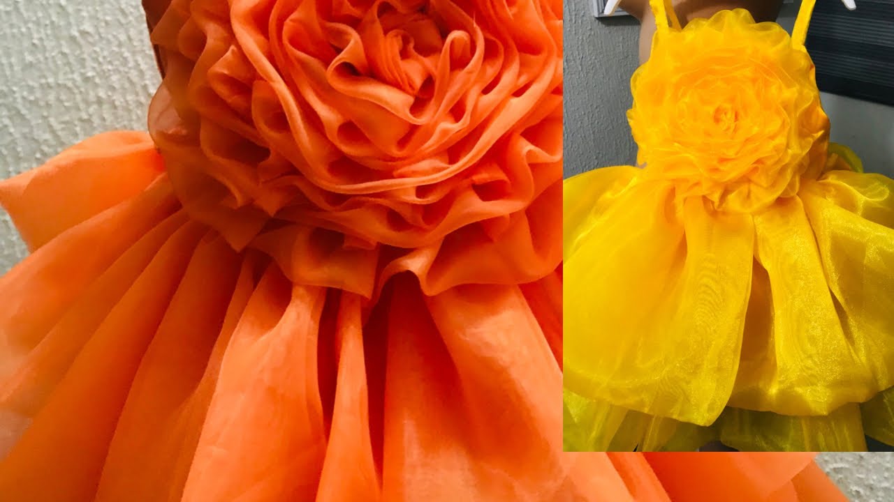 How to  make ball baby gown cutting  and stitching/organza rose ball gown design