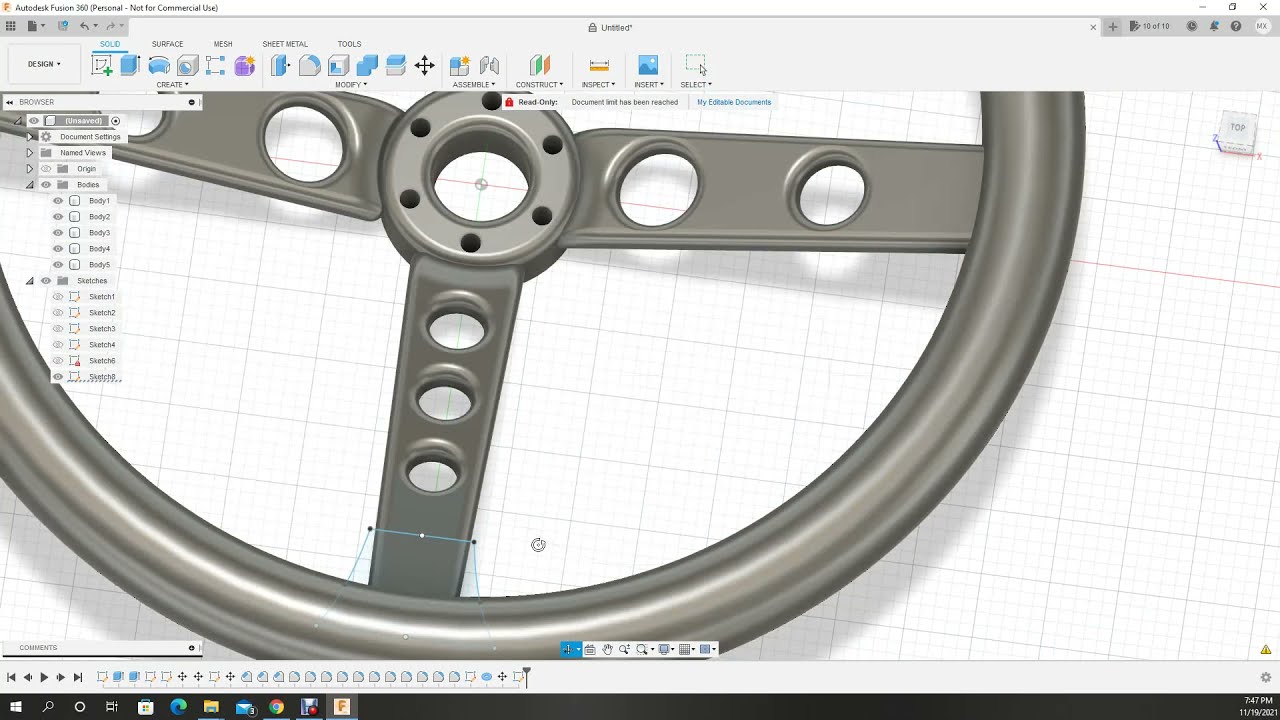 3D Printed Steering Wheel Designed in Fusion360