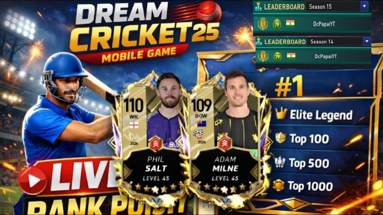 Dream Cricket S16,15,14 Player is Live 🔥. Rank Push 🔥 #cricket #Dreamcricket #mobilegaming