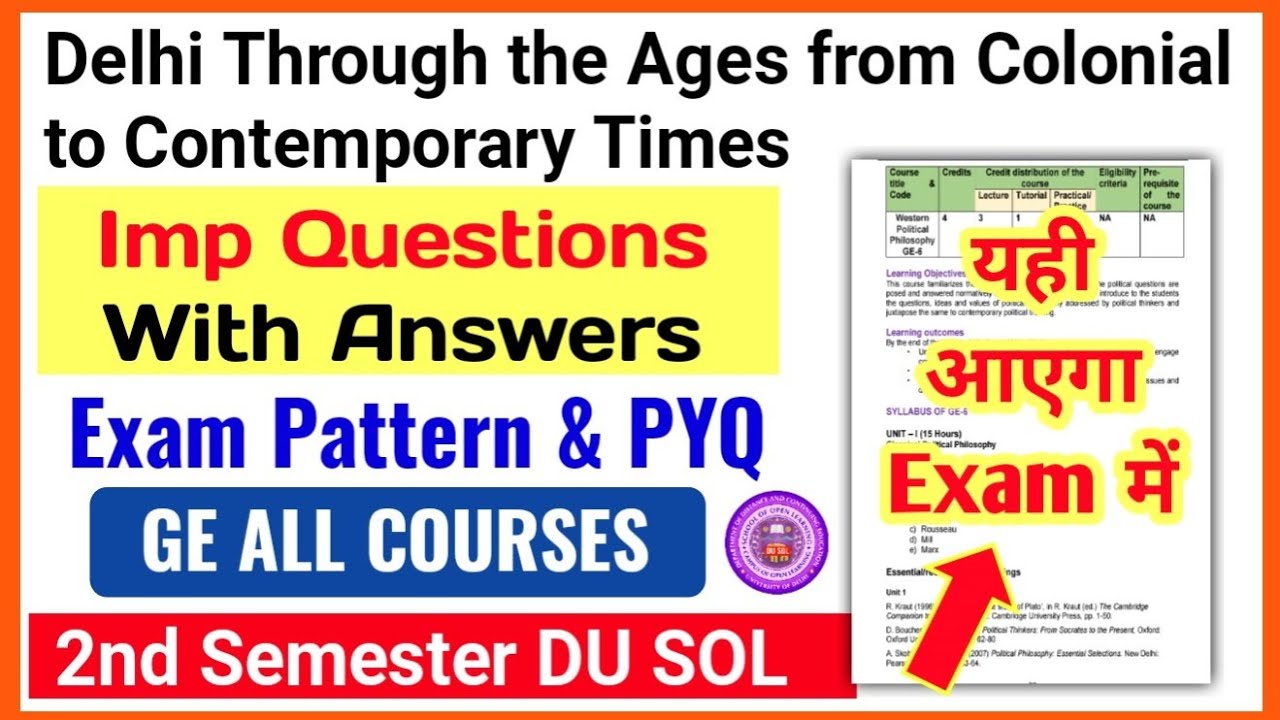 Delhi Through the Ages: From Colonial to Contemporary Times - Important Questions & Answers | 2nd...
