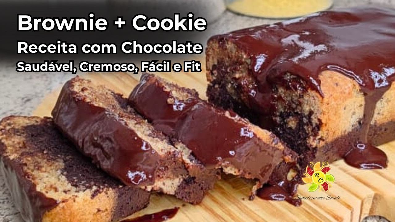 Bolo de Brownie com Cookie e Nozes | Saudável, Sem Glúten e Baixo em Açúcar