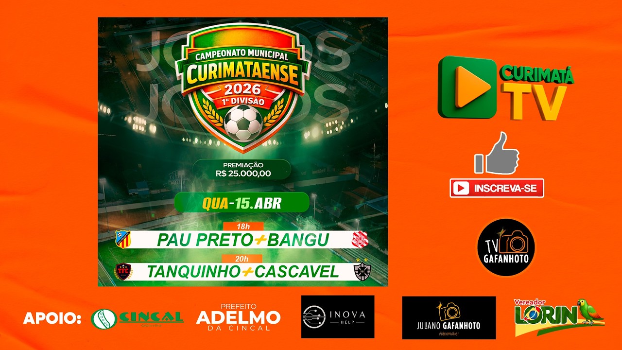 RODADA DUPLA - QUARTA-FEIRA 15/04/2026 - CAMPEONATO CURIMATAENSE 1&ordf; DIVIS&Atilde;O - 2026