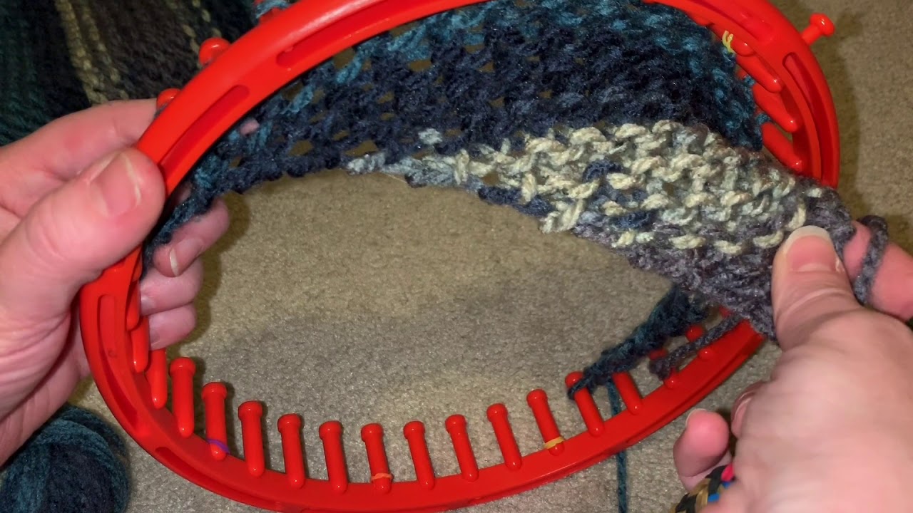 Loom Knit Diagonal Stripe Garter Stitch Scarf