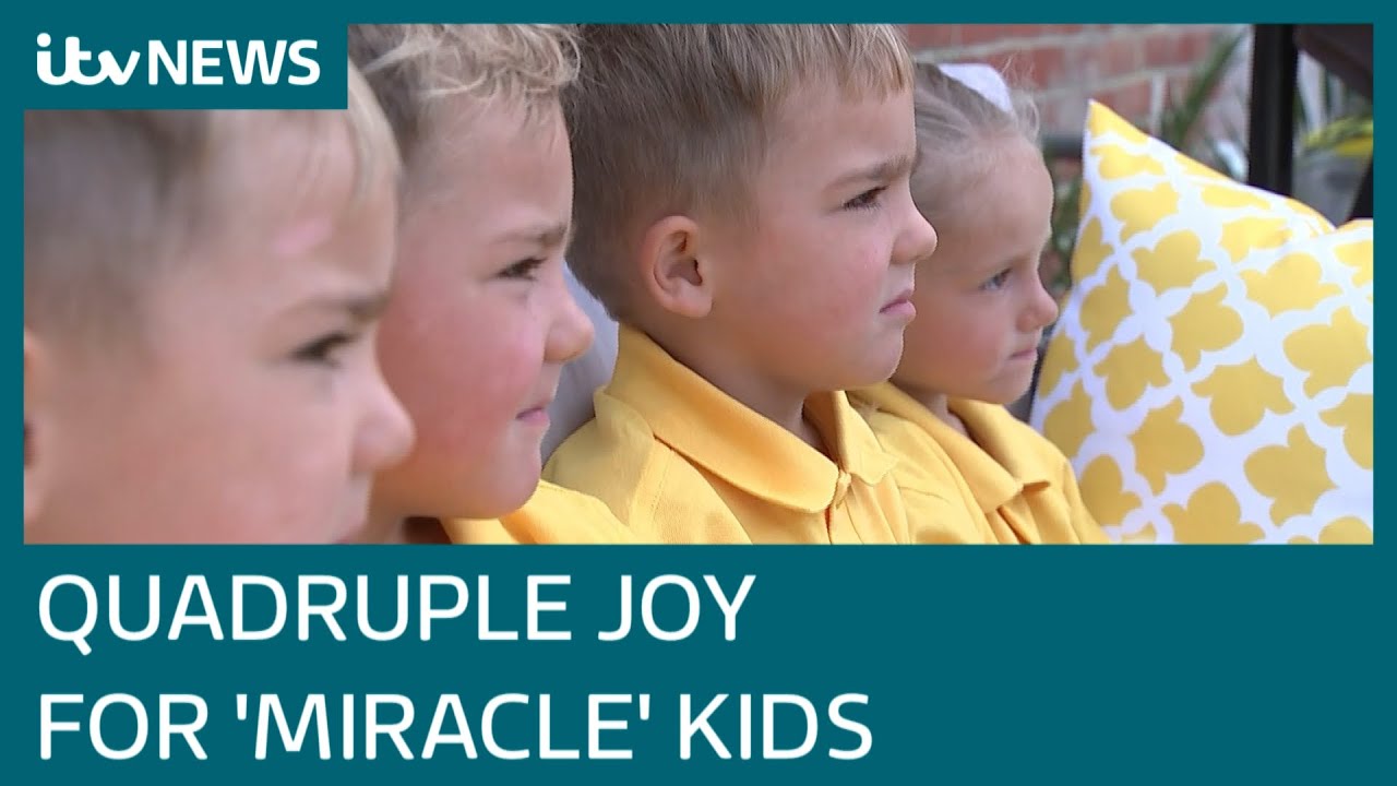 'Miracle' quadruplets born 11 weeks prematurely start new school year | ITV News