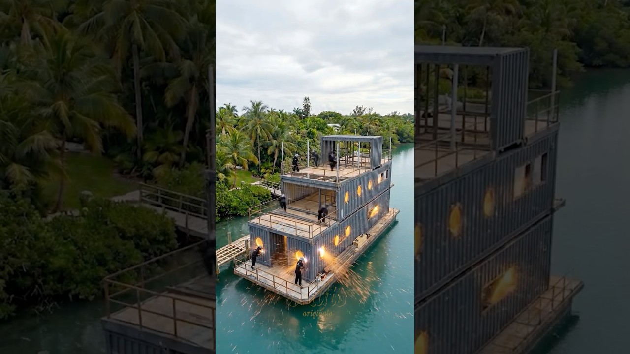 Turning Shipping Containers Into a Luxury Floating Houseboat