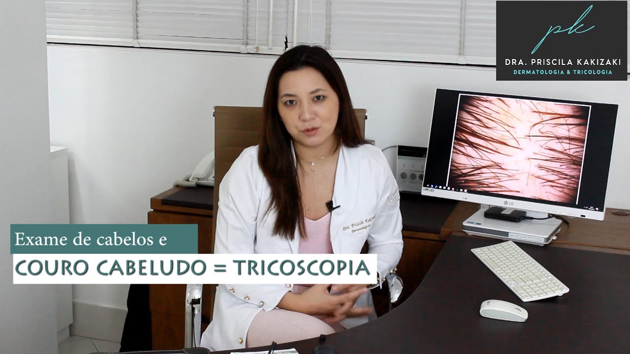 Tricoscopia. Exame do fio de cabelo e couro cabeludo . Dermatologista explica