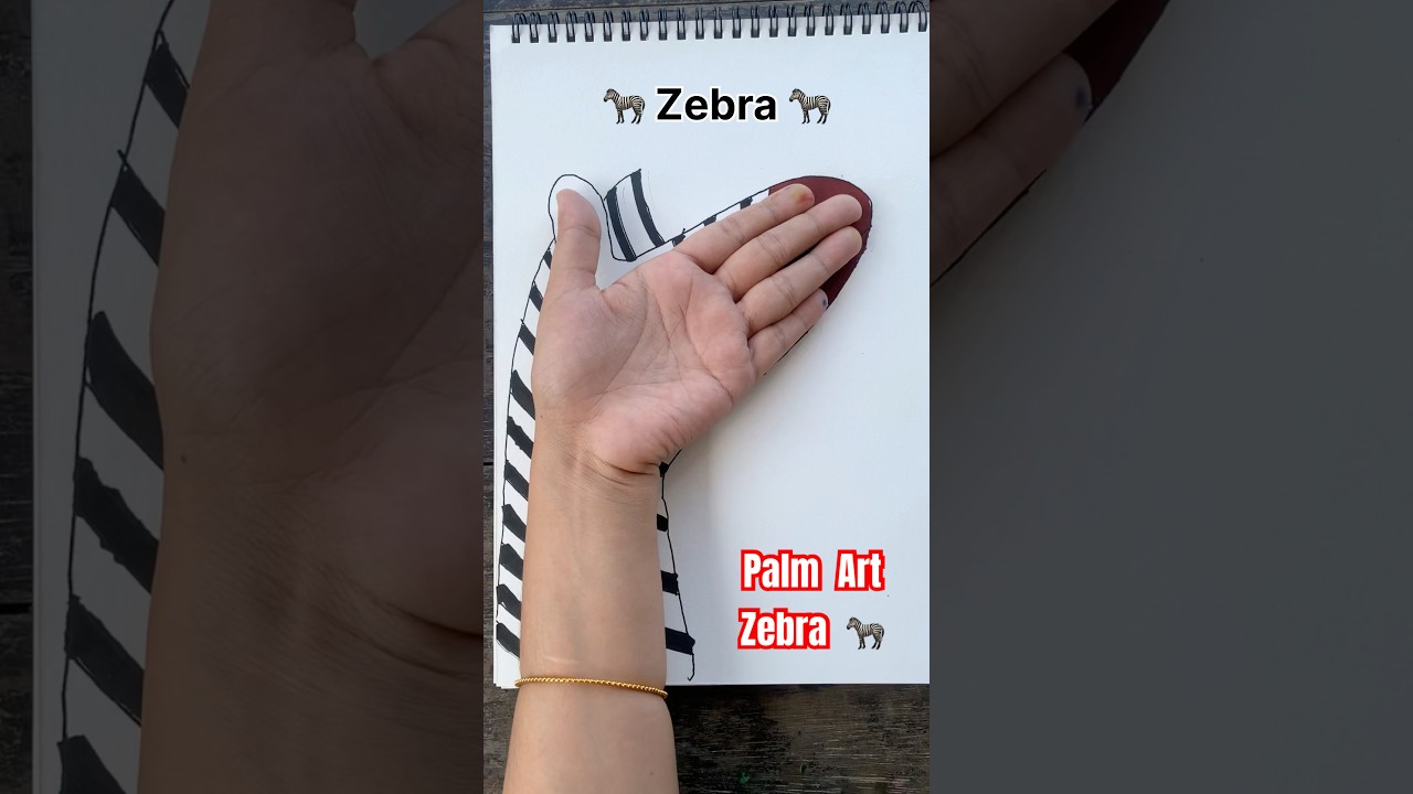 Hand Art Zebra 🦓🌈 For Kids #shorts #palmart #handart #kidsvideos #kids #craftforkids #diy