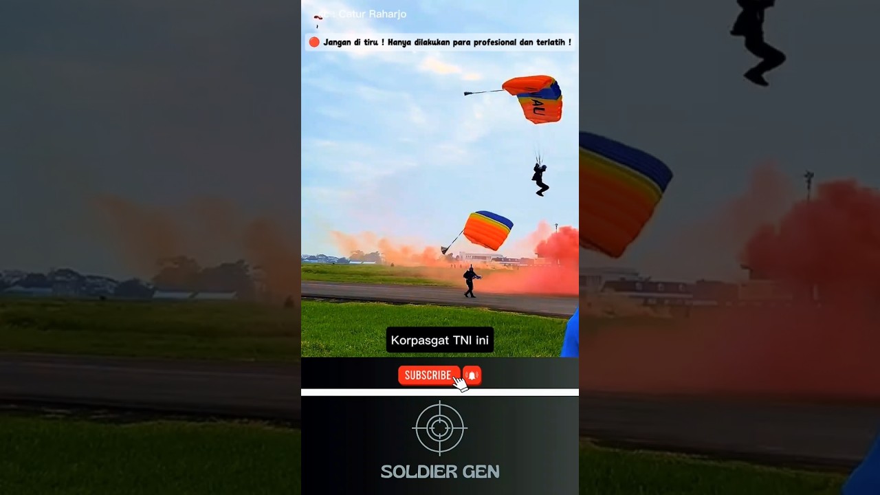Saat puluhan anggota Korpasgat TNI AU menunjukan kemampuan skydive dengan landing sempurna #shorts