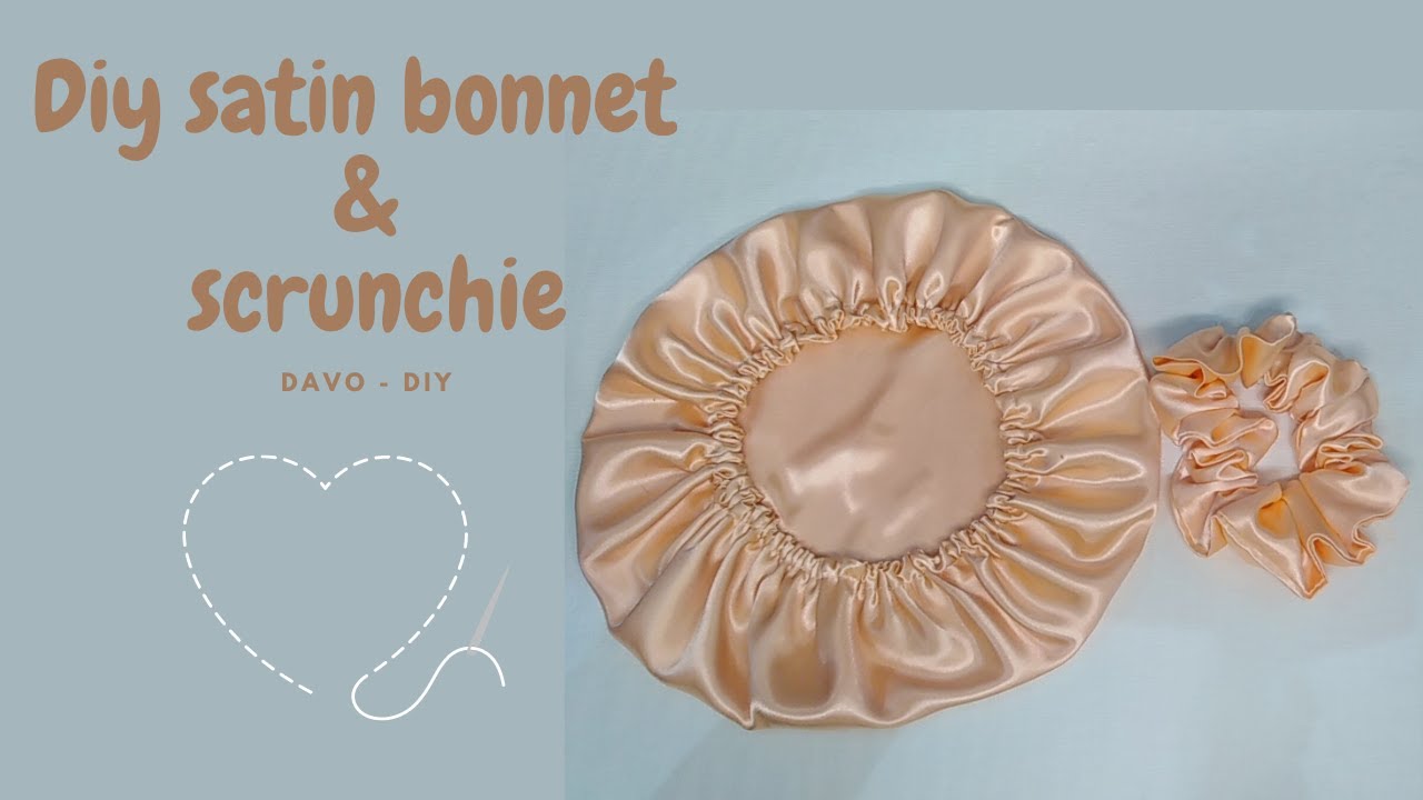 طريقة عمل بونيه و توكة ستان لروتين الشعر الكيرلي _ فكرة مشروع ناجح 💡_Diy satin bonnet & scrunchie ✂️