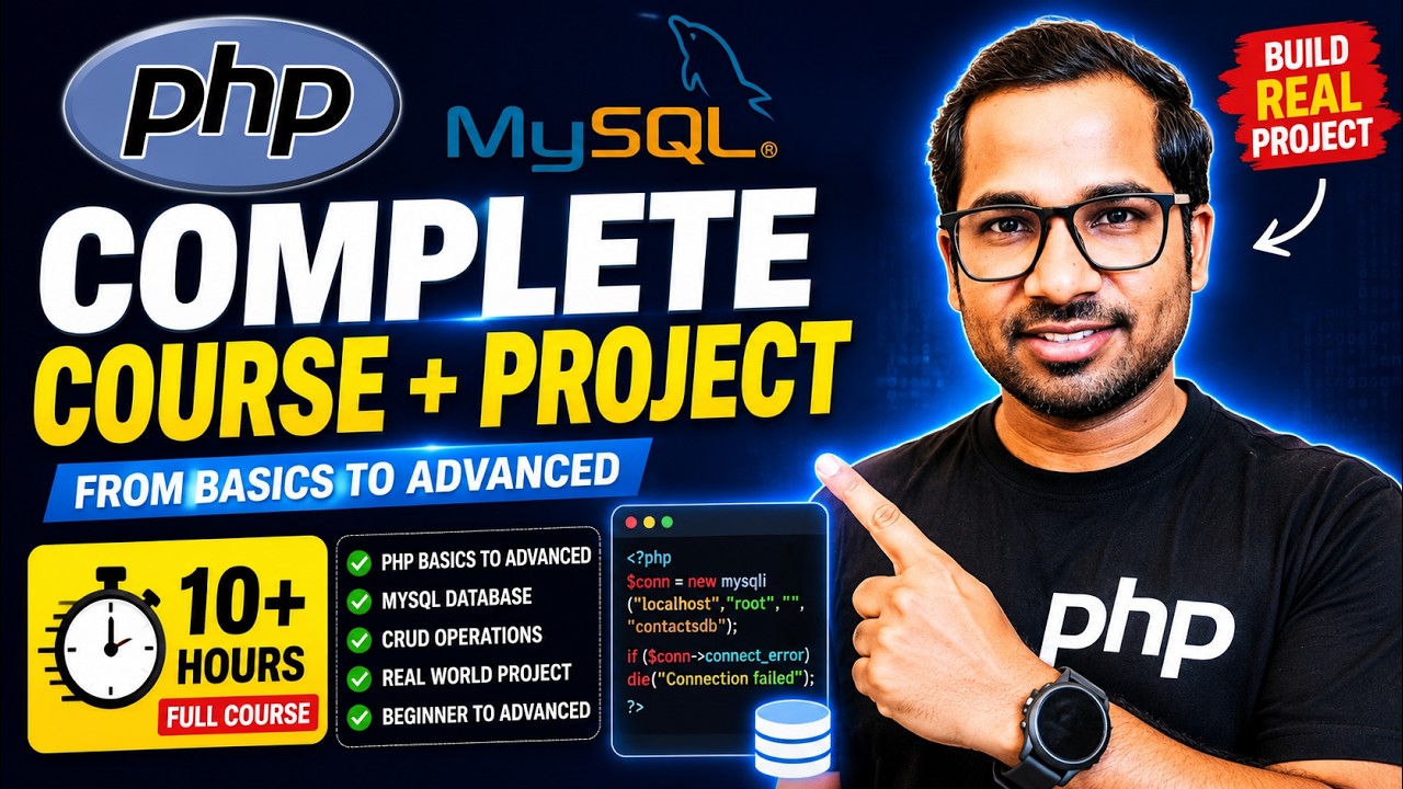 PHP Tutorial for Beginners in Hindi (2026) | 10-Hour Full Course with MySQL Project