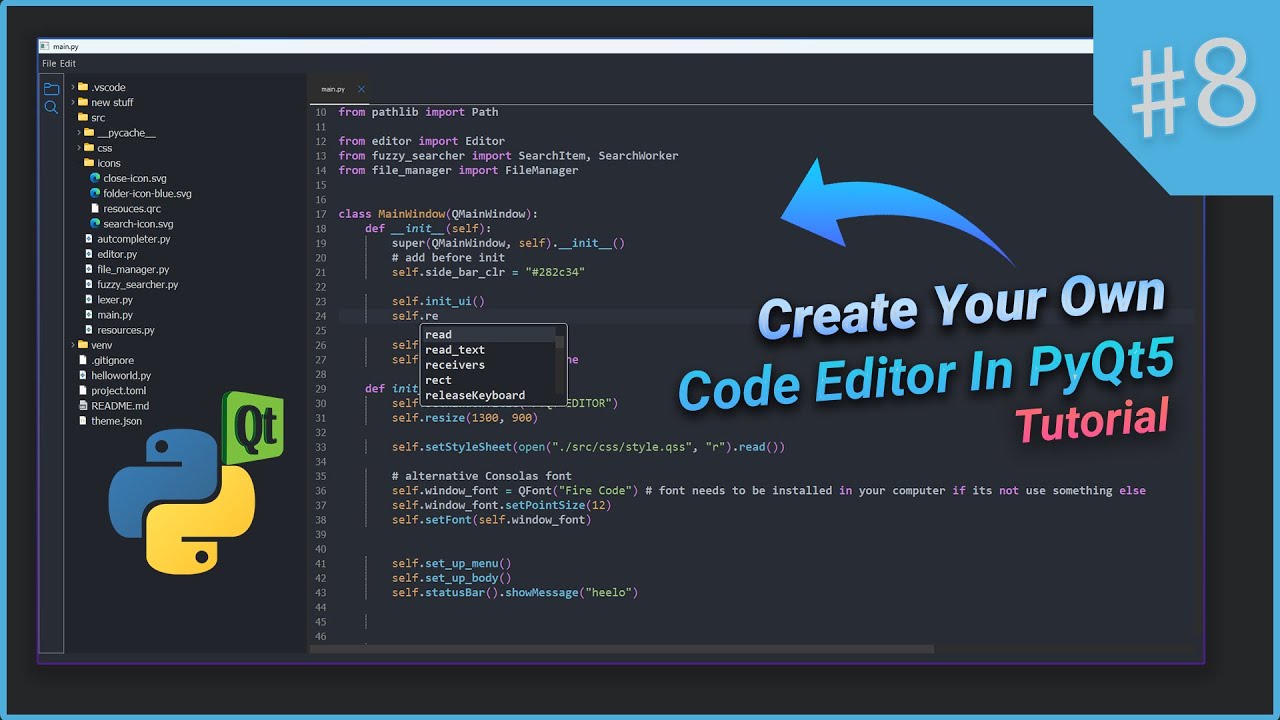Create Your Own Code Editor Using PyQt5 #8 - Refactoring File Manager and Adding Context Menu