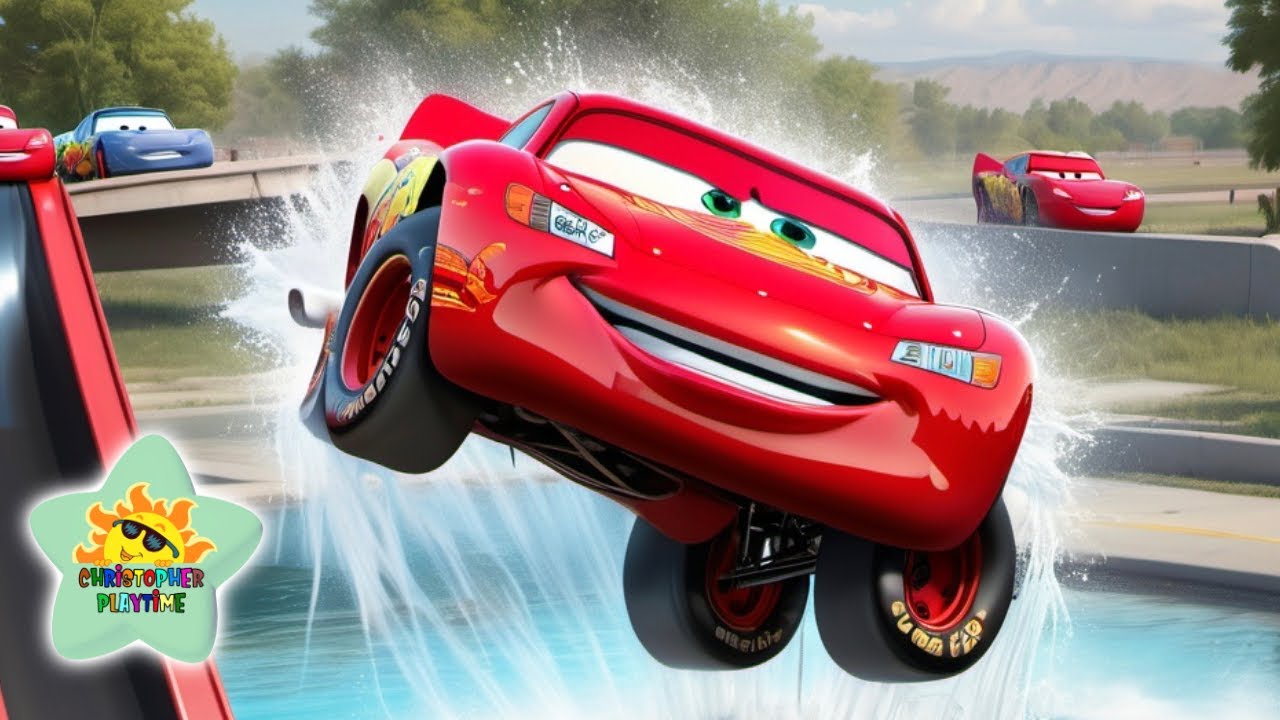 Lightning McQueen Toys Jump a Ramp into Water | Christopher Plays with Disney Cars Toys