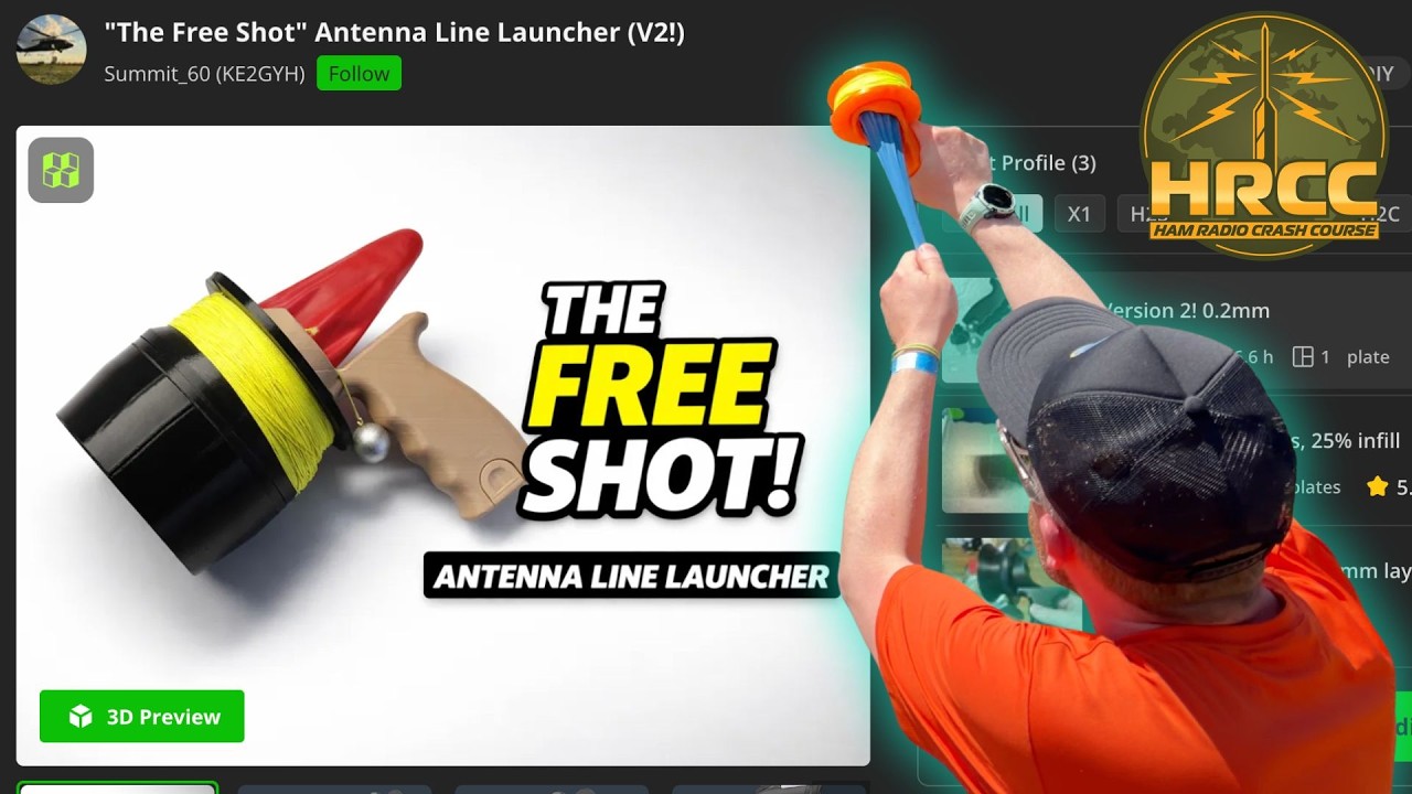 The Free Shot! 3D Printed Antenna Line Launcher!