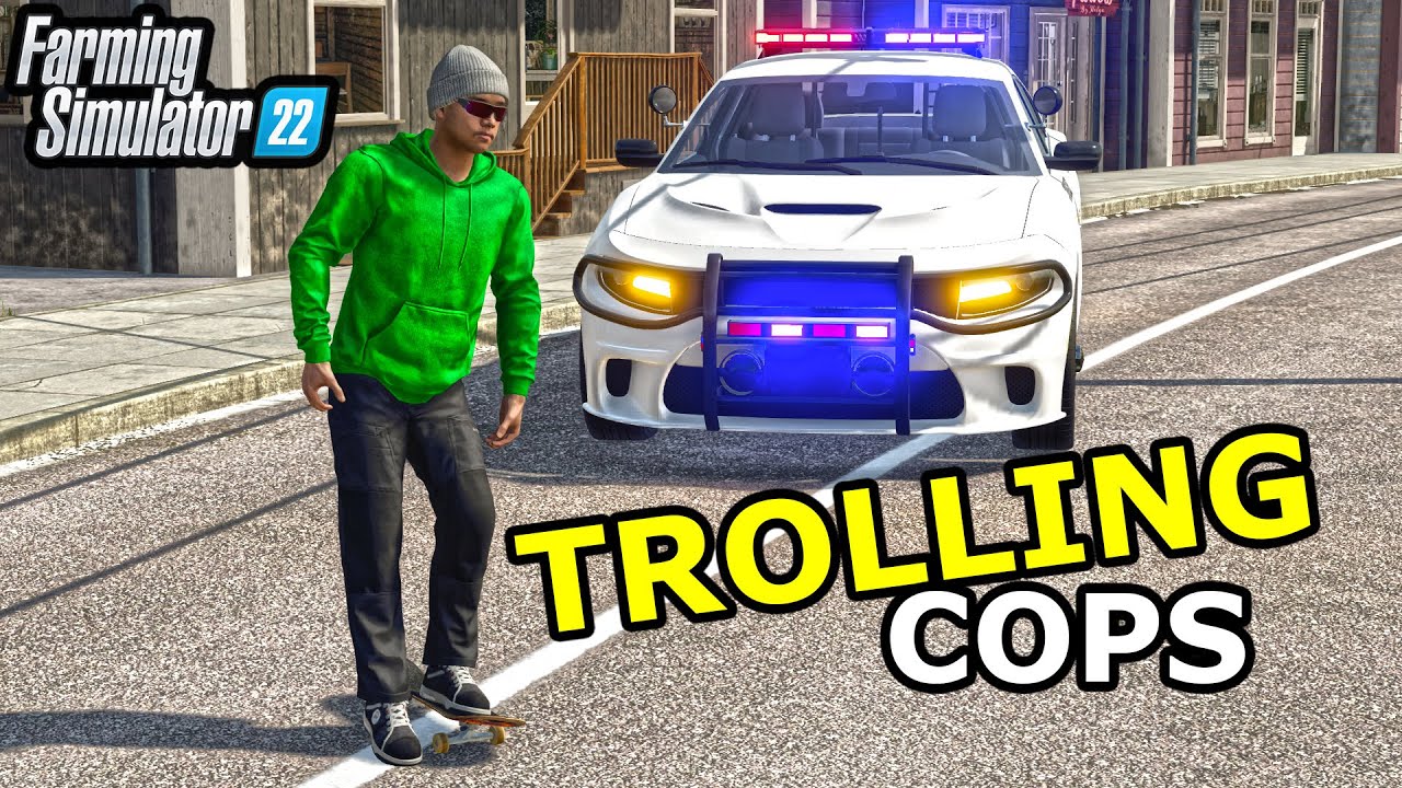 TROLLING COPS WITH SKATEBOARD! (HELLCAT COP CAR) | Farming Simulator 22