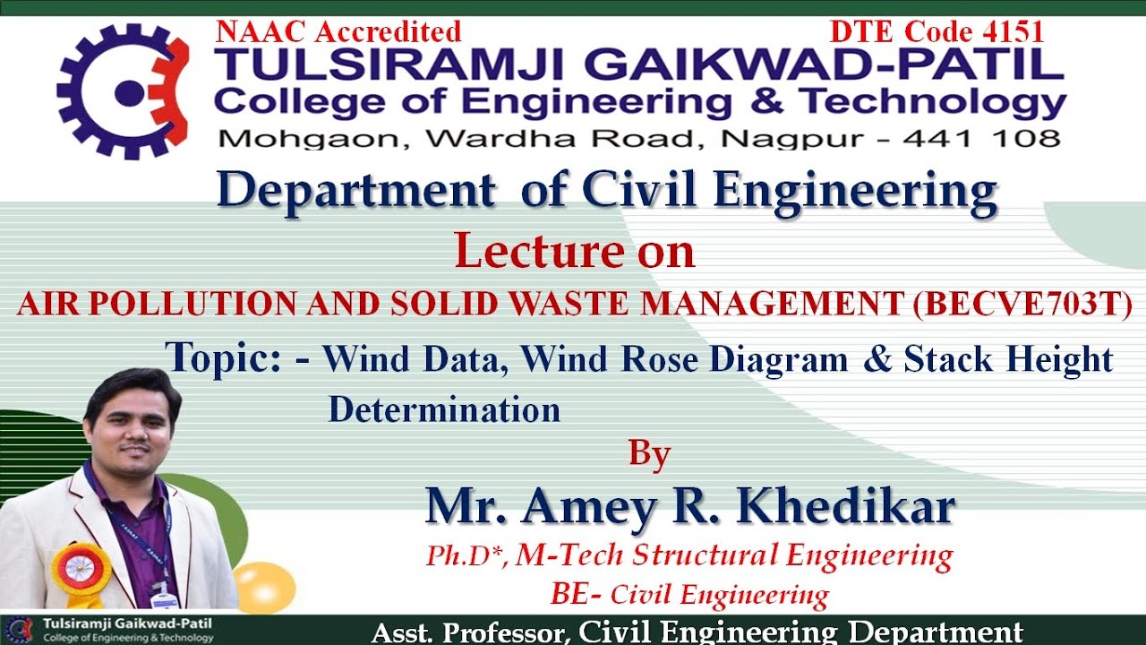 Air Pollution & SWM- Wind data, Wind Rose Diagram & Stack Height Determination by Mr Amey R Khedikar