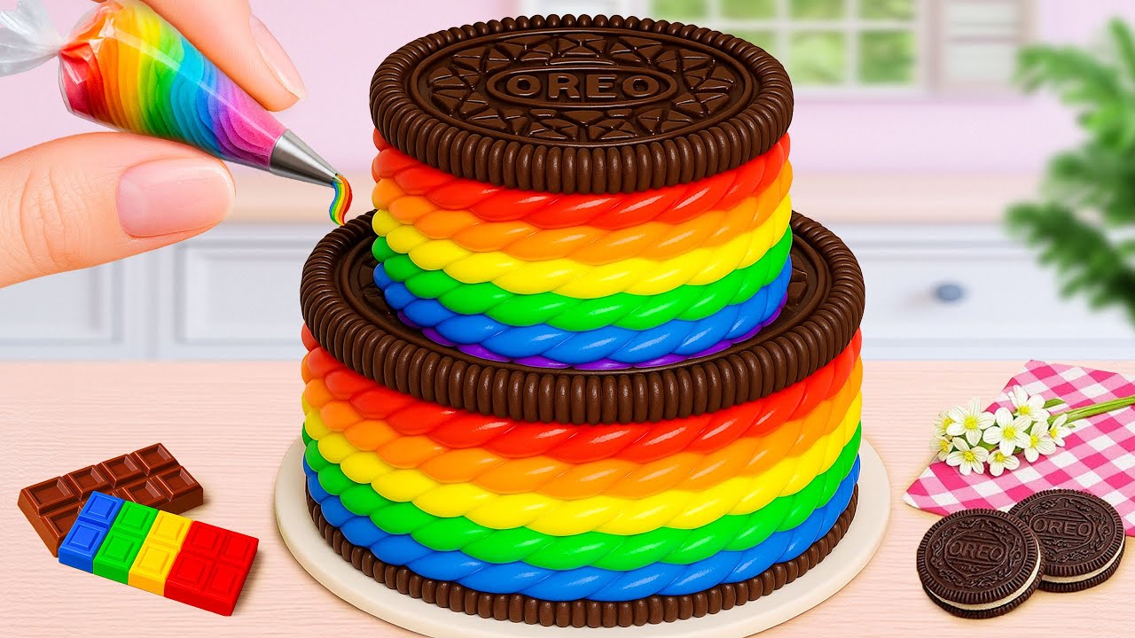 Мини-торт &laquo;Радуга ОРЕО&raquo;🌈Как приготовить вкусный миниатюрный шоколадный торт &laquo;ОРЕО&raquo;🍰Торт &laquo;Орео&raquo;✨Кр...