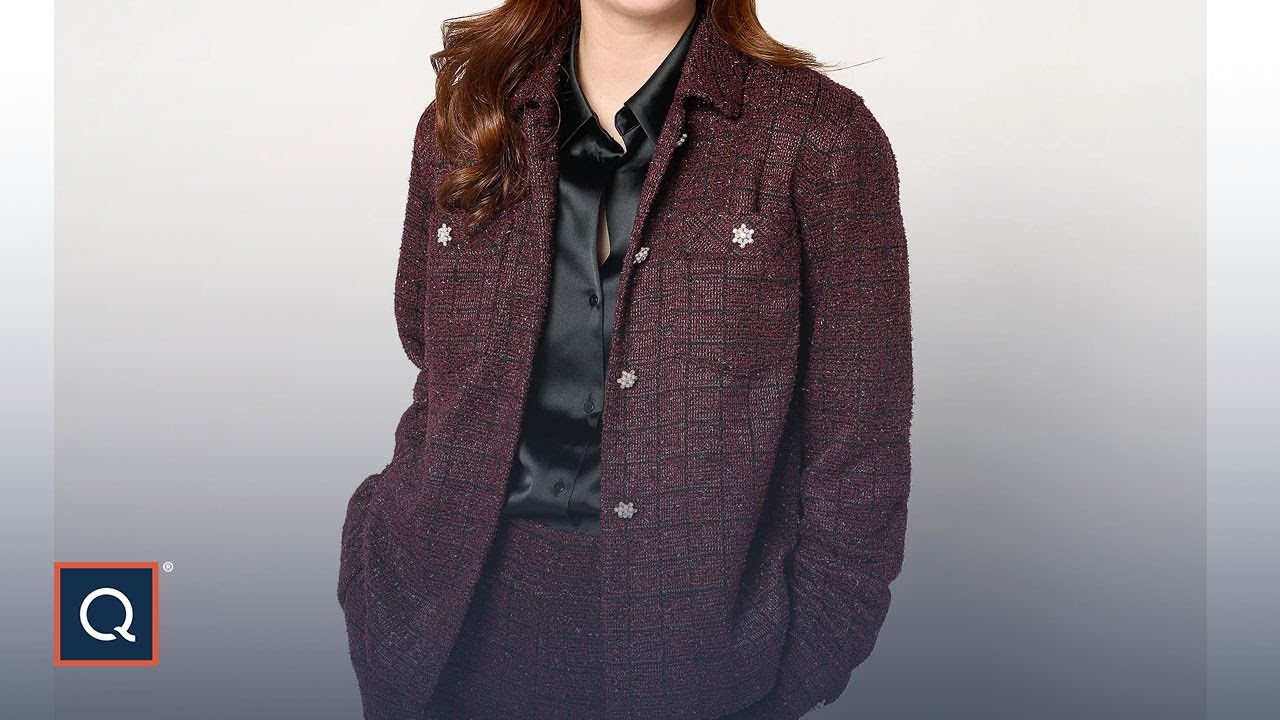 Жакет Dennis Basso из текстурированной трикотажной ткани букле с блестками | QVC