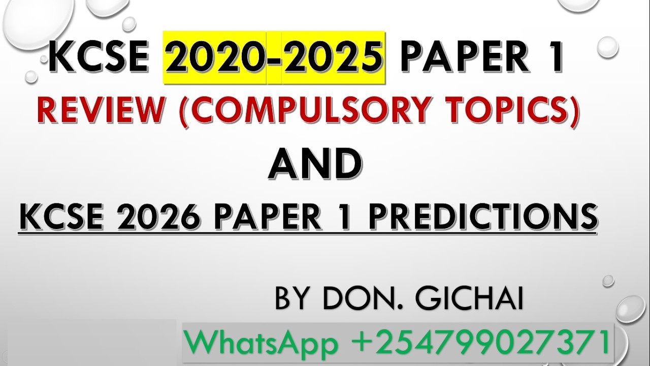 6 лет изучения структуры экзаменов KCSE: | Прогнозирование экзаменационной работы №1 2026 года! |...