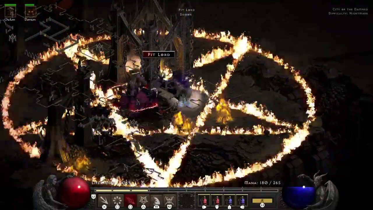 Diablo 2 Resurrected Warlock Nightmare act 4 leveling and fire immune 