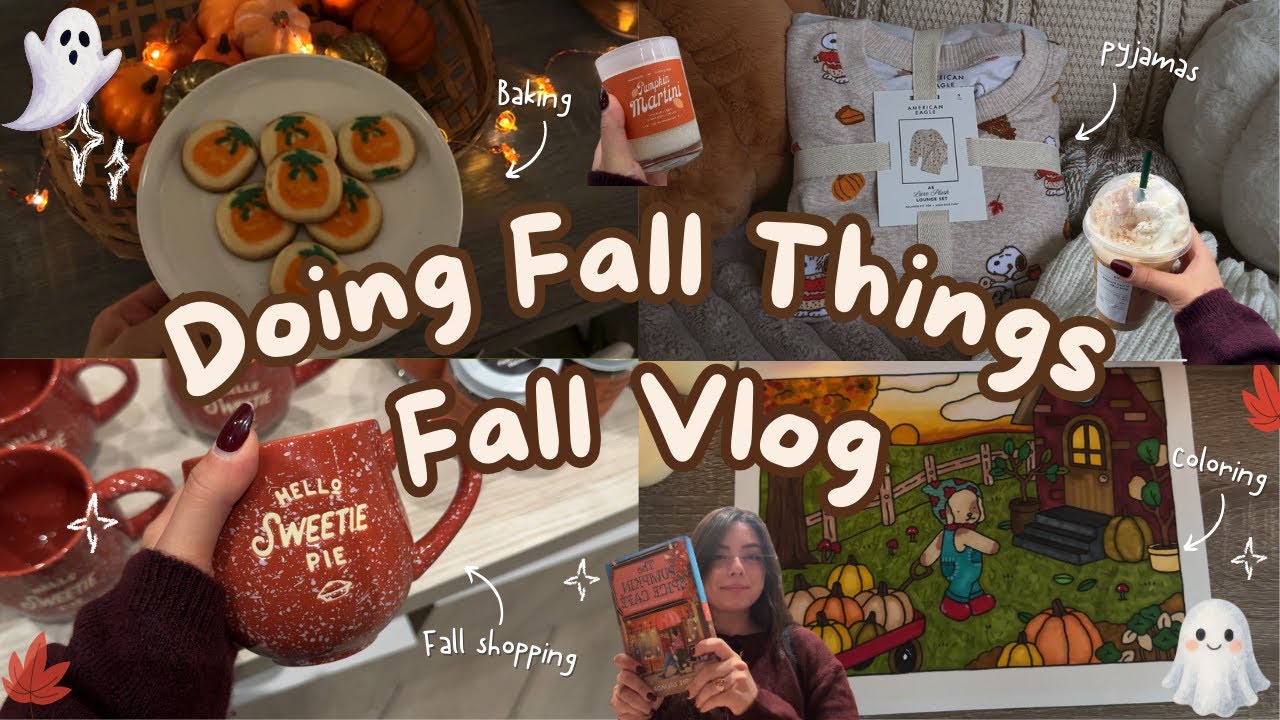 Fall Vlog 🍂🎃🧸 + FALL NIGHT ROUTINE, pumpkin spice latte, cozy fall haul, book shopping, baking,  🧺🧶🪵