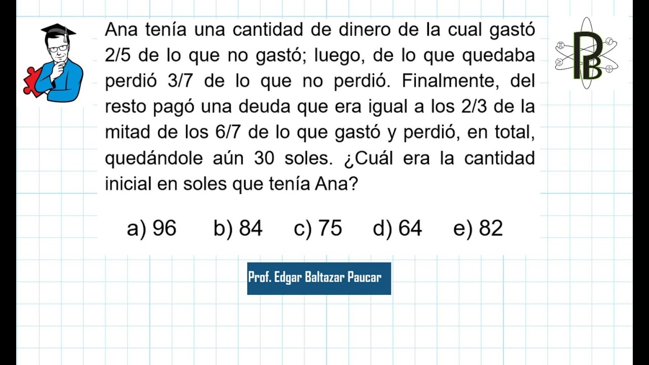 FRACCIONES (GASTA Y NO GASTA) ‐ Razonamiento Matemático