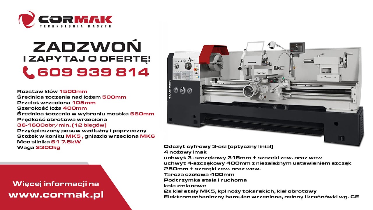 Zobacz, co potrafi ta tokarka! - Tokarka Cormak 500x1500YC w akcji