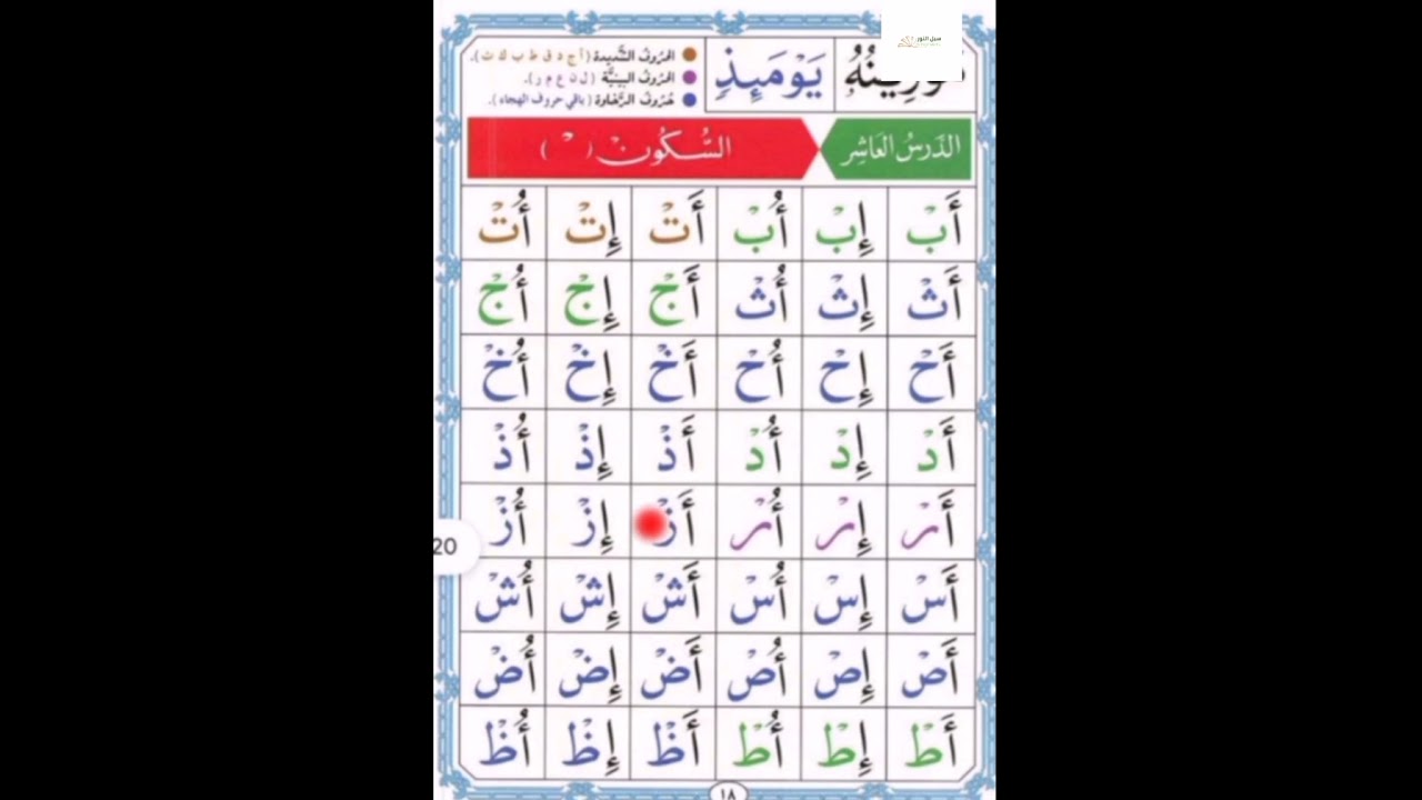 الدرس العاشر من القاعدة النورانية بلغة الزرما.