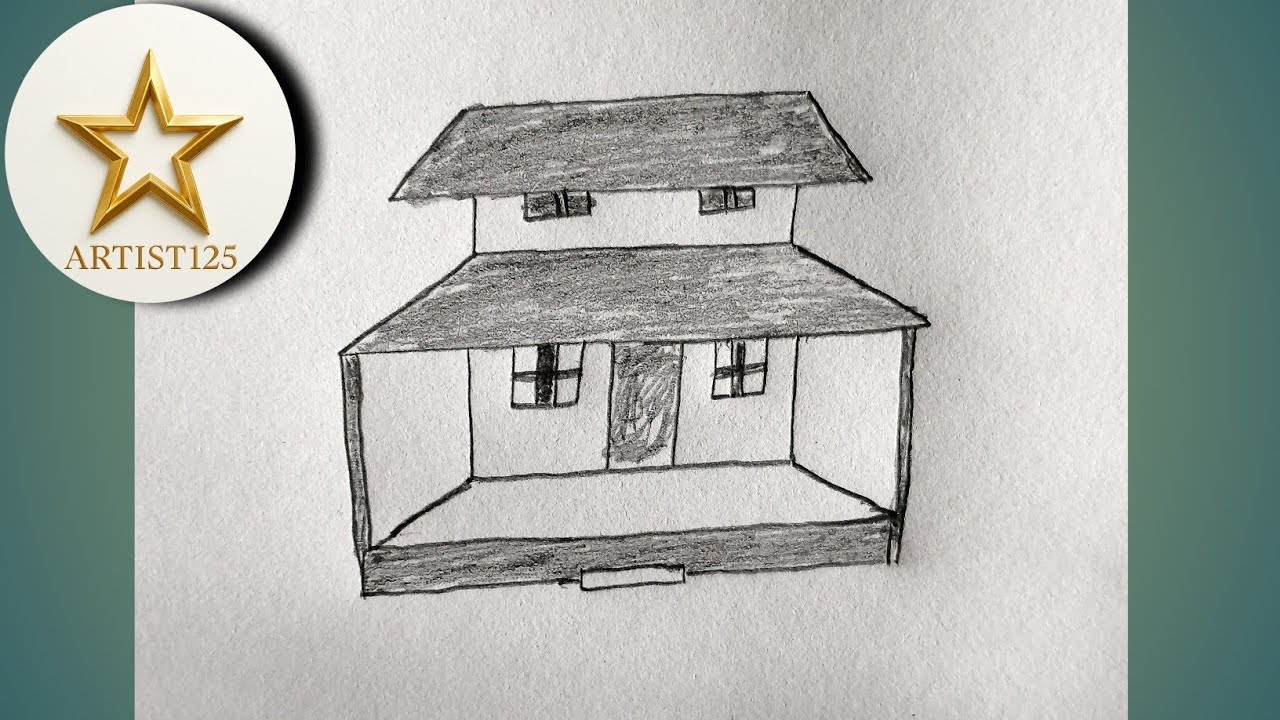 How to draw a house || House 2 floar drawing easy || step by step 