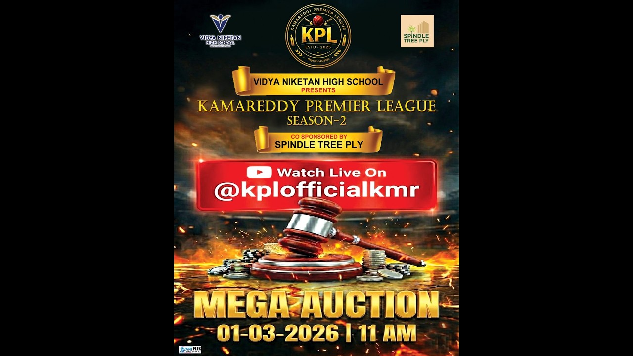 KPL Season 2 MEGA AUCTION LIVE | Kamareddy Premier League Player Auction 2026 | Live Streaming