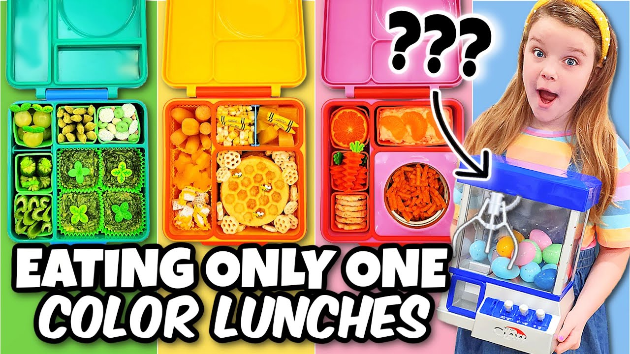 Eating Only ONE Color of Food for LUNCH! | Making What I Win out of a Claw Machine