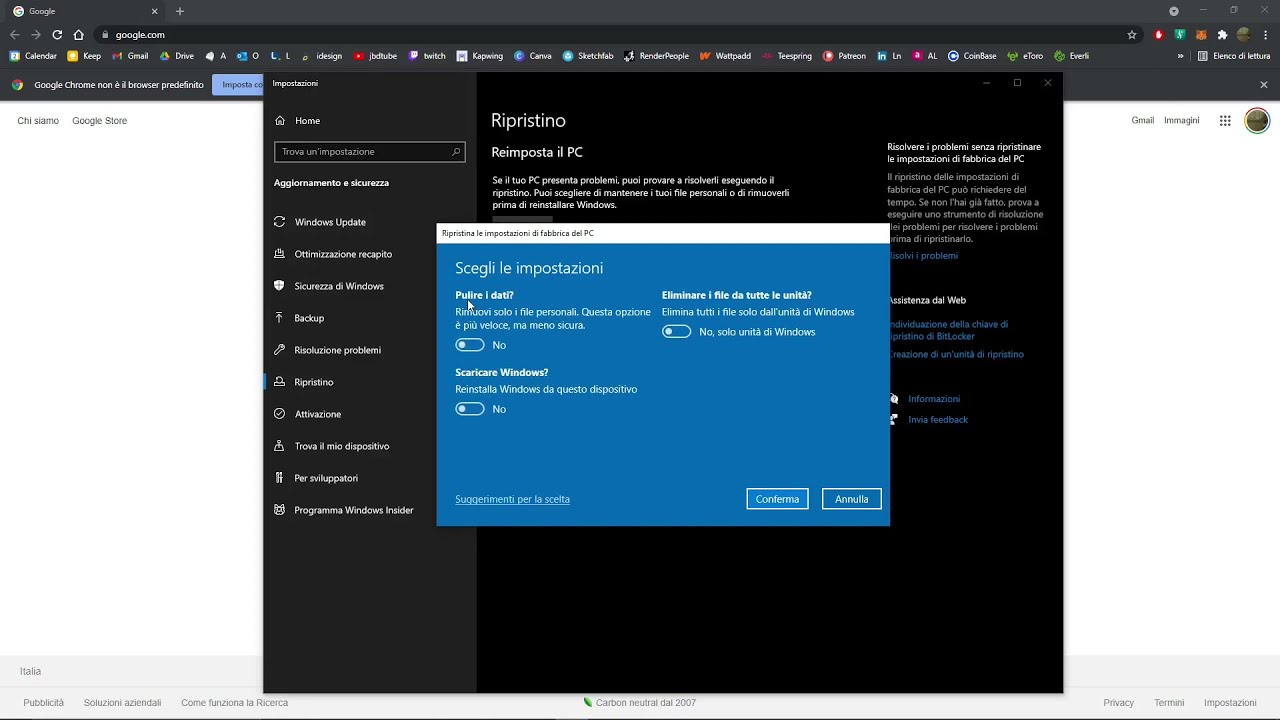 VideoGuida - Reimpostare PC ed Eliminare Tutti i File e i Programmi, Reset Stato di Fabbrica Windows