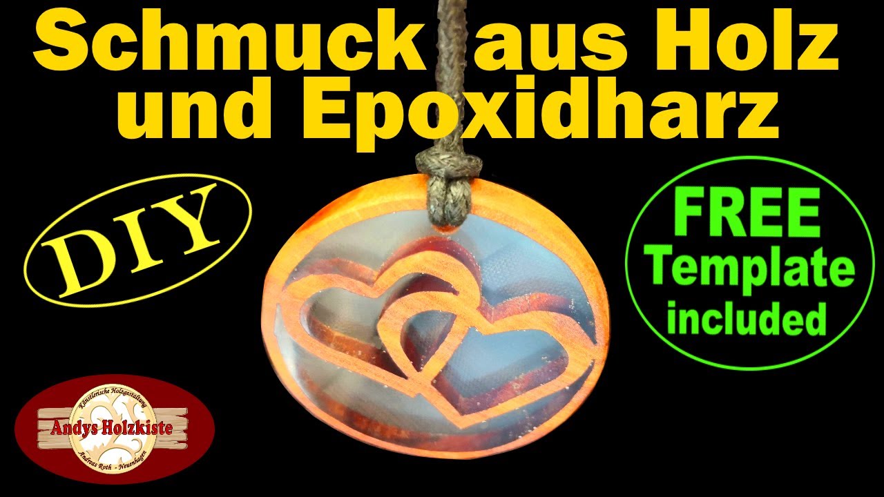 Schmuck aus Holz & Epoxidharz selber machen + gratis Dekupiersäge- Vorlage jewelry from wood & resin
