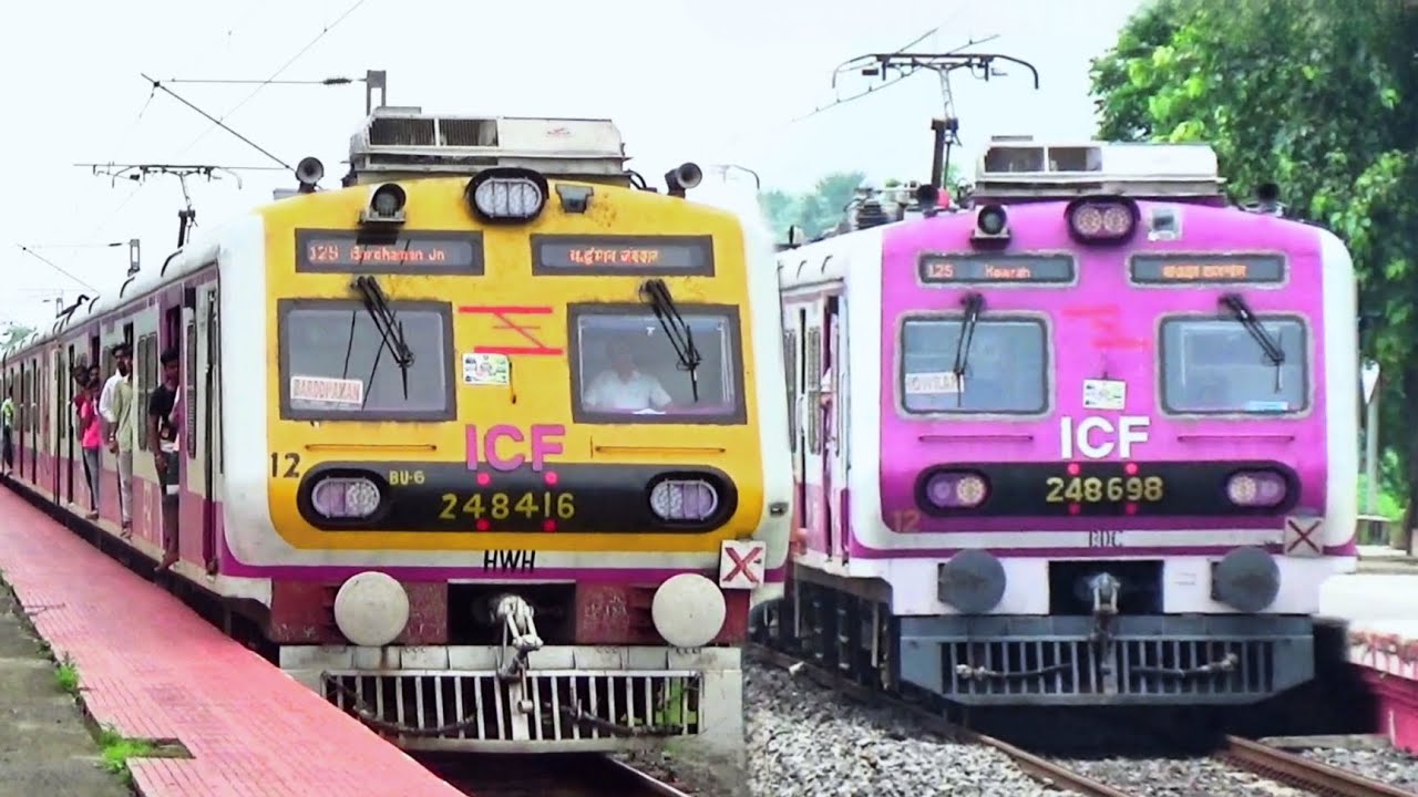 Eastern Railway Local Trains: Pink ICF Arrivals at Howrah, Barddhaman, Memari